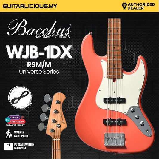 Bacchus WJB-1DX RSM/M Universe Series 4 Strings Bass Guitar - Fiesta Red