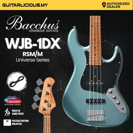Bacchus WJB-1DX RSM/M Universe Series 4 Strings Bass Guitar - Ice Blue Metallic