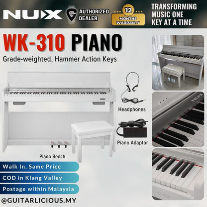 NUX WK-310 88-Key Graded Hammer Action Digital Piano with Piano Bench (WK310 WK 310 / 88)