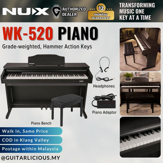 NUX WK-520 88 Key Digital Piano Weighted Keys Rythm Smart Apps Bluetooth Pianos ( WK520 WK 520 )