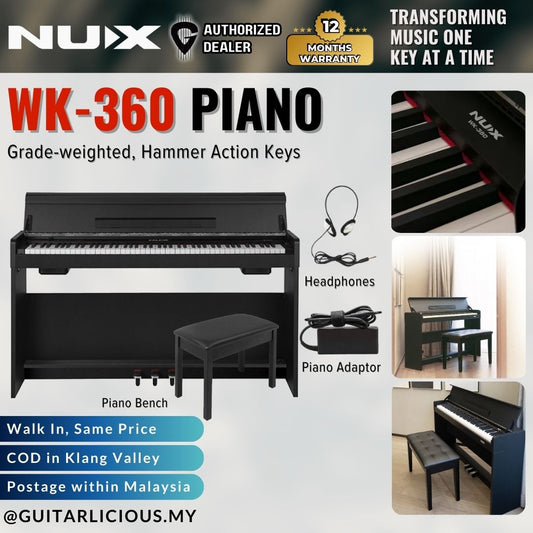 NUX WK-360 88 Key Digital Piano Full Weighted Keys Hammer Action Smart Pianos (APP Support) With Piano bench & headphone