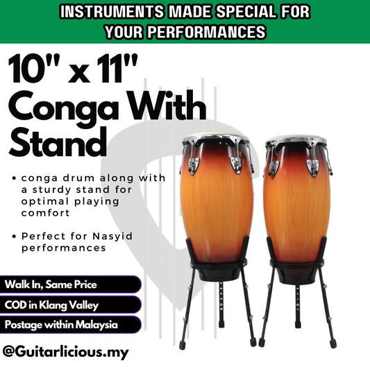 Conga Drum 10" x 11" with Stand -  WM-100