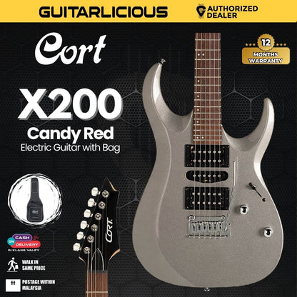Cort X200 Electric Guitar With Gigbag- Silver