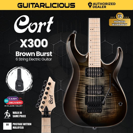 Cort X Series X300 Electric Guitar with Bag - Brown Burst