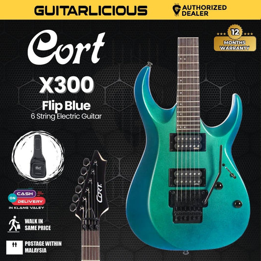 Cort X Series X300 Electric Guitar with Bag - Flip Blue