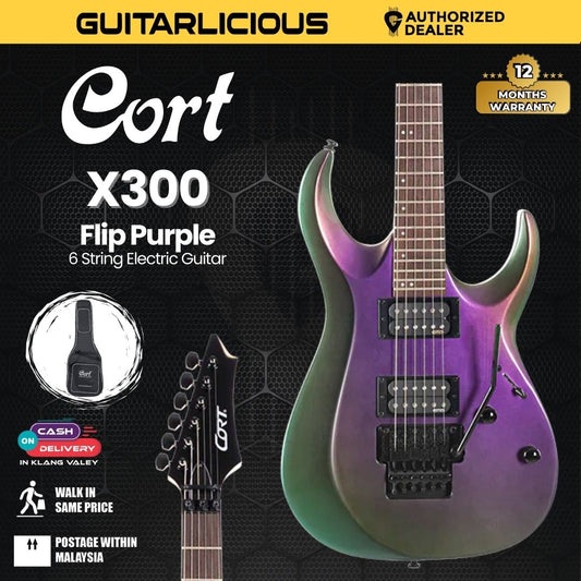 Cort X Series X300 Electric Guitar with Bag - Flip Purple