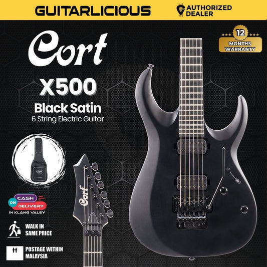 Cort X-500 Menace Electric Guitar with Bag - Black Satin