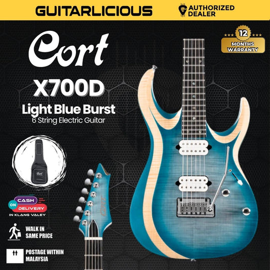 Cort X Series X700 Duality Electric Guitar with Bag - Light Blue Burst