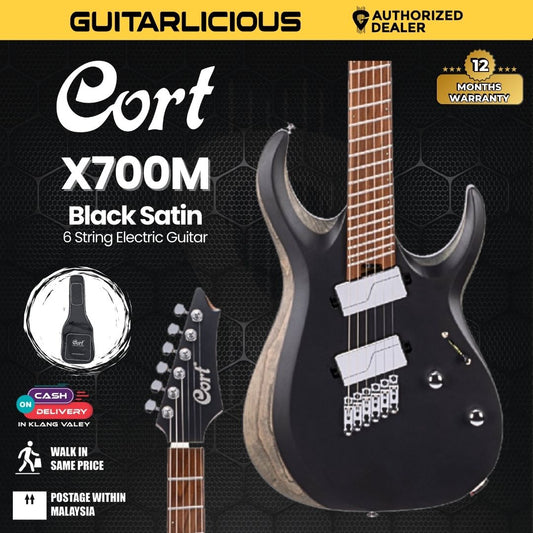 Cort X-700 Mutility Electric Guitar with Bag - Black Satin