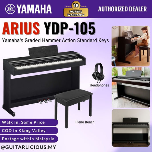 Yamaha Arius YDP-105B 88-Keys Graded Hammer Standard Digital Piano ( YDP105 / YDP105B / YDP-105 )