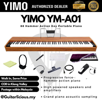 YM-A01 / 88 Keys Portable Digital Grand Piano with Hammer Action Keys with Single Pedals