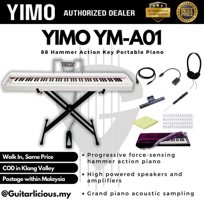 YM-A01 / 88 Keys Portable Digital Grand Piano with Hammer Action Keys with Single Pedals