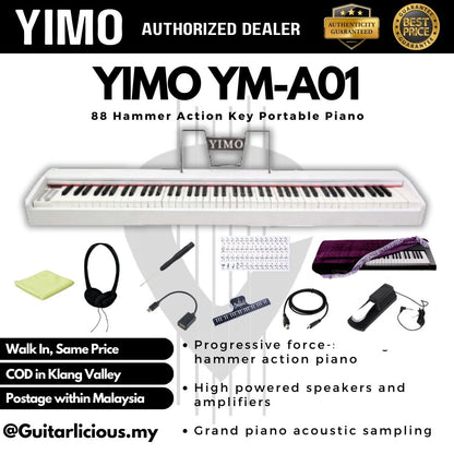 YM-A01 / 88 Keys Portable Digital Grand Piano with Hammer Action Keys with Single Pedals