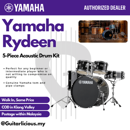 Yamaha Rydeen 5-Piece Acoustic Drum Kit – 22" Bass Drum - RDP2F5 - Black Glitter