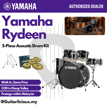 Yamaha Rydeen 5-Piece Acoustic Drum Kit – 22" Bass Drum - RDP2F5 - Black Glitter