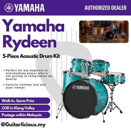 Yamaha Rydeen 5-Piece Acoustic Drum Kit – 22" Bass Drum - RDP2F5 - Turquoise Glitter
