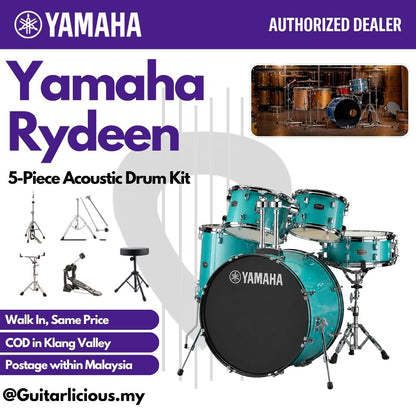 Yamaha Rydeen 5-Piece Acoustic Drum Kit – 22" Bass Drum - RDP2F5 - Turquoise Glitter