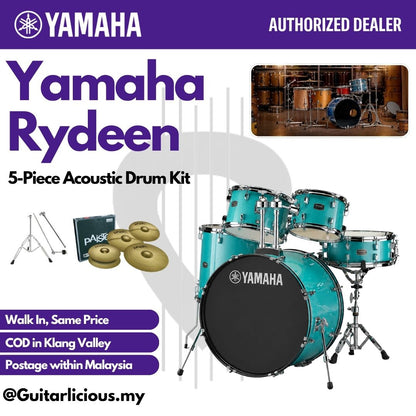 Yamaha Rydeen 5-Piece Acoustic Drum Kit – 22" Bass Drum - RDP2F5 - Turquoise Glitter