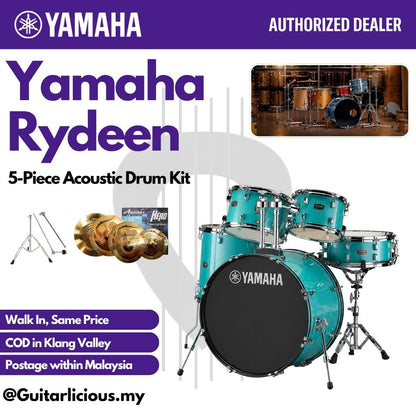 Yamaha Rydeen 5-Piece Acoustic Drum Kit – 22" Bass Drum - RDP2F5 - Turquoise Glitter
