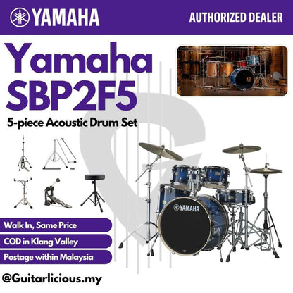 Yamaha Stage Custom SBP2F5 5-piece Acoustic Drum Set - Deep Blue Sunburst