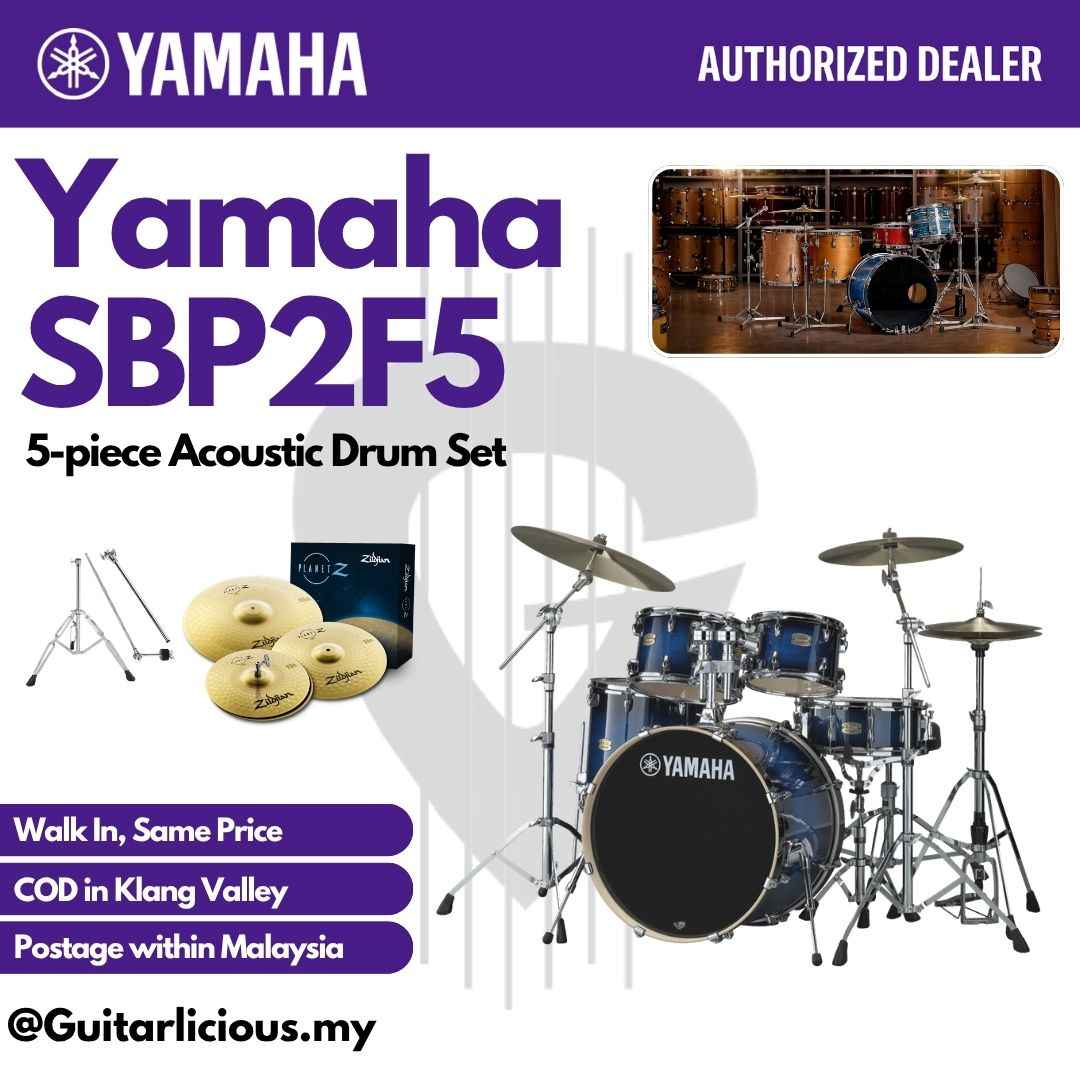 Yamaha Stage Custom SBP2F5 5-piece Acoustic Drum Set - Deep Blue Sunburst