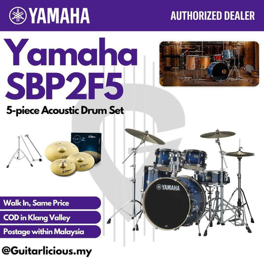 Yamaha Stage Custom SBP2F5 5-piece Acoustic Drum Set - Deep Blue Sunburst