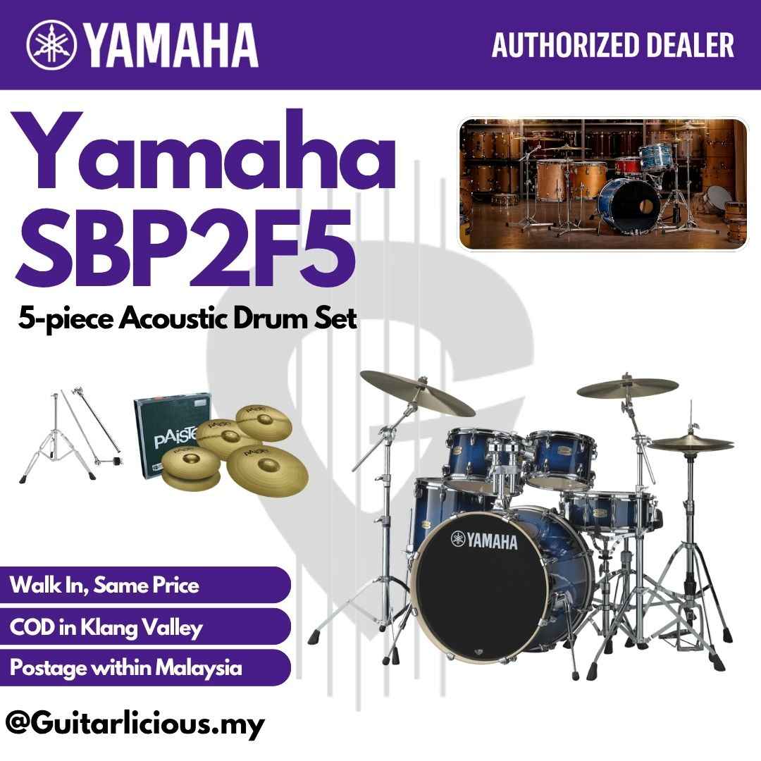Yamaha Stage Custom SBP2F5 5-piece Acoustic Drum Set - Deep Blue Sunburst