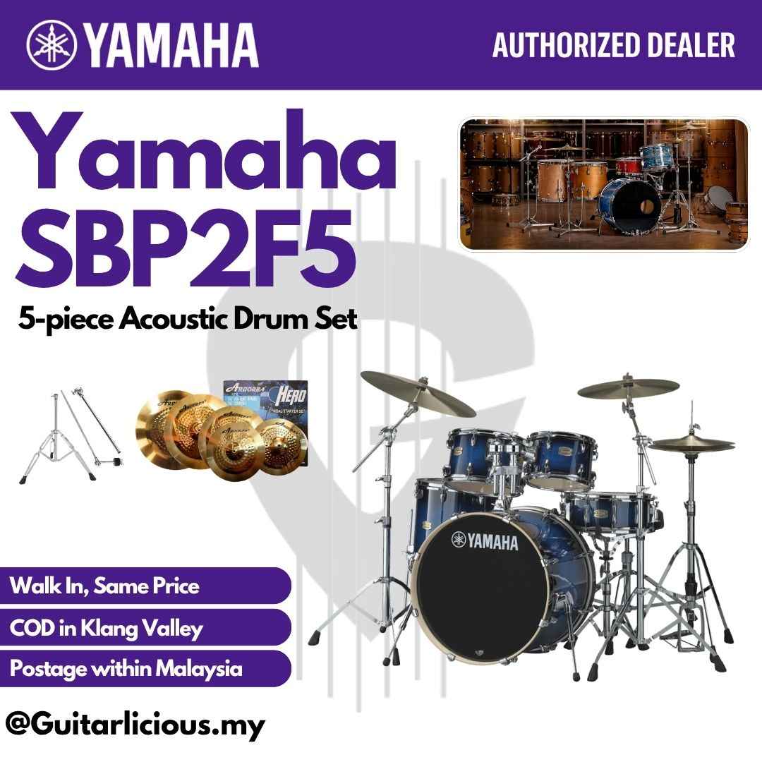 Yamaha Stage Custom SBP2F5 5-piece Acoustic Drum Set - Deep Blue Sunburst