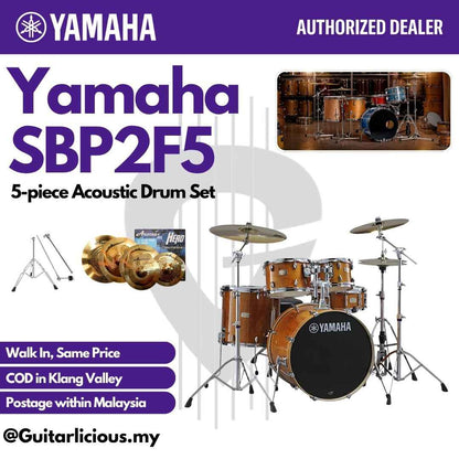 Yamaha Stage Custom SBP2F5 5-piece Acoustic Drum Set - Honey Amber