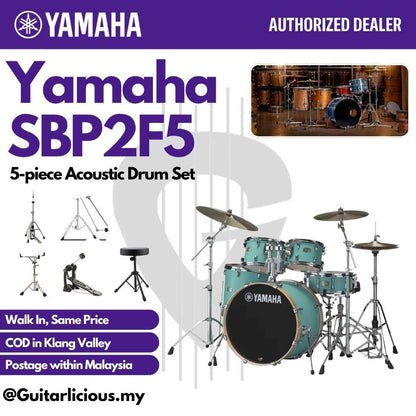 Yamaha Stage Custom SBP2F5 5-piece Acoustic Drum Set - Matte Surf Green