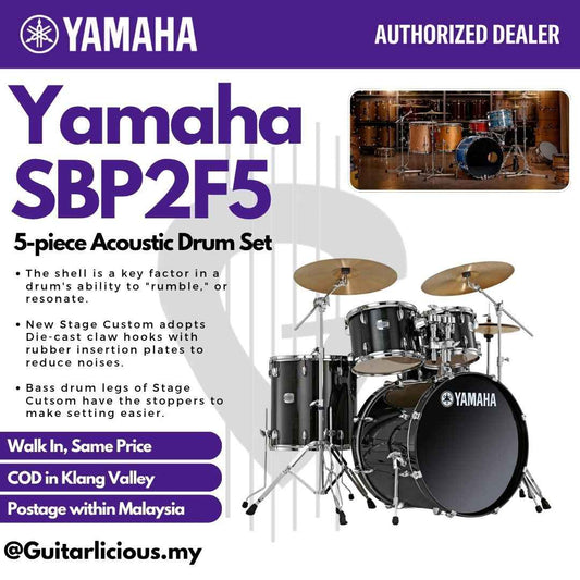 Yamaha Stage Custom SBP2F5 5-piece Acoustic Drum Set - Raven Black