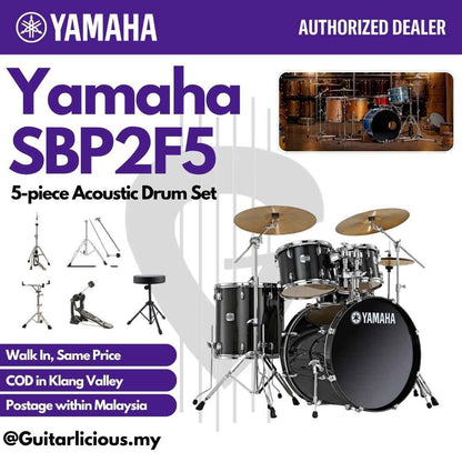 Yamaha Stage Custom SBP2F5 5-piece Acoustic Drum Set - Raven Black