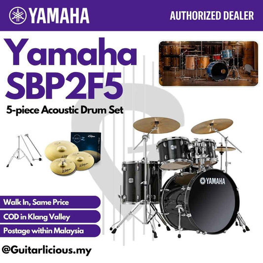 Yamaha Stage Custom SBP2F5 5-piece Acoustic Drum Set - Raven Black