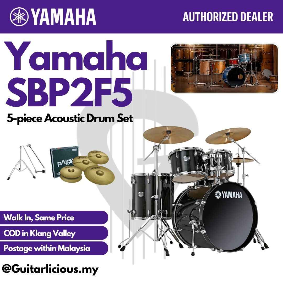 Yamaha Stage Custom SBP2F5 5-piece Acoustic Drum Set - Raven Black