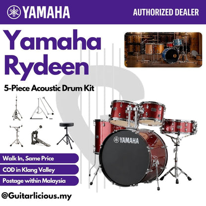 Yamaha Rydeen 5-Piece Acoustic Drum Kit – 22" Bass Drum - RDP2F5 - Burgandy Glitter