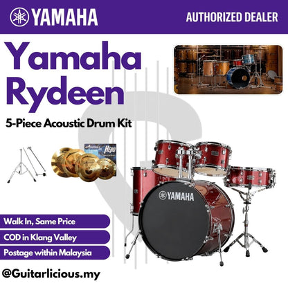 Yamaha Rydeen 5-Piece Acoustic Drum Kit – 22" Bass Drum - RDP2F5 - Burgandy Glitter