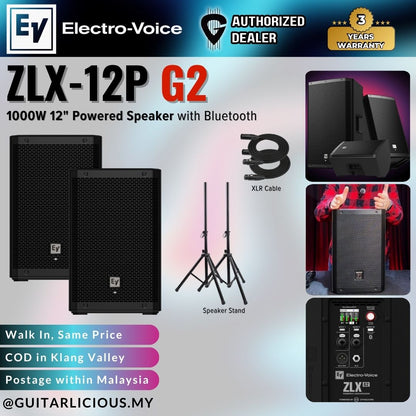 EV Electro-Voice ZLX-12P G2 1000W 12英寸有源音箱，带蓝牙功能 - 单个/一对 (ZLX-12P / ZLX 12P)