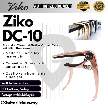 Ziko DC-10 Acoustic Classical Guitar Guitar Capo with Pin Remover