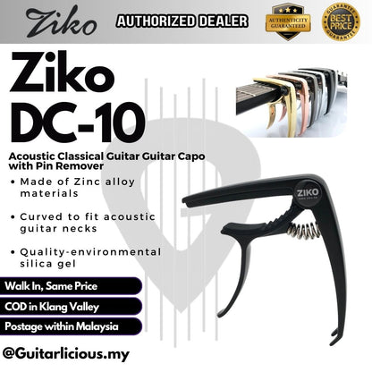 Ziko DC-10 Acoustic Classical Guitar Guitar Capo with Pin Remover