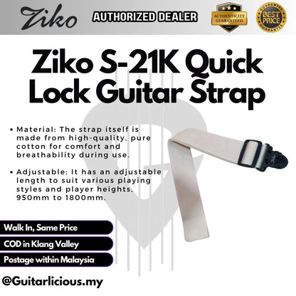 ZIKO S-21K Quick Lock Guitar Strap (suitable for all Knob)