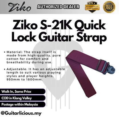 ZIKO S-21K Quick Lock Guitar Strap (suitable for all Knob)