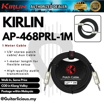 Kirlin AP-468PRL, 1/8" stereo patch cable / Aux Cable - ( 1M / 3M / 6M / AP468PRL / AP 468 PRL )