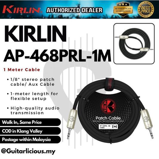 Kirlin AP-468PRL, 1/8" stereo patch cable / Aux Cable - ( 1M / 3M / 6M / AP468PRL / AP 468 PRL )