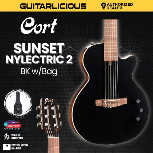 Cort Sunset Nylectric II Classical-Electro Guitar with Bag - Black