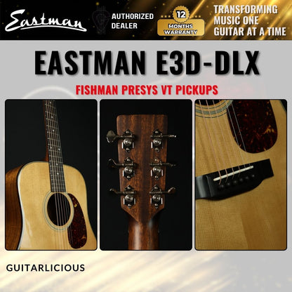 Eastman E3D-DLX Deluxe Dreadnought Acoustic-electric Guitar with Fishman Presys VT Pickups - E3D-Deluxe / E3-D