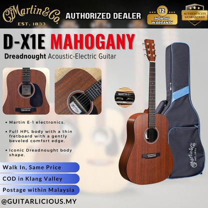 Martin D-X1E MAHOGANY Remastered X Series Dreadnought Acoustic-Electric Guitar Full HPL Martin E1 Electronics DX1E-MAH / D X1E