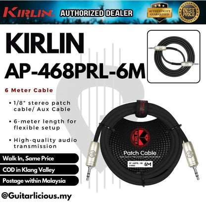 Kirlin AP-468PRL, 1/8" stereo patch cable / Aux Cable - ( 1M / 3M / 6M / AP468PRL / AP 468 PRL )