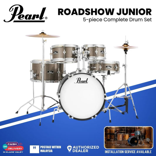 PEARL Roadshow Junior 5-Pieces Complete Drum Set with Cymbals & Stand - Bronze Metallic ( ROADSHOW JR / RSJ465C/C -707)