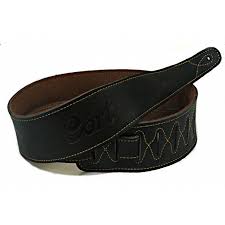 Cort CA630L Deluxe Leather Guitar Strap - Black