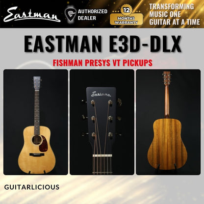 Eastman E3D-DLX Deluxe Dreadnought Acoustic-electric Guitar with Fishman Presys VT Pickups - E3D-Deluxe / E3-D